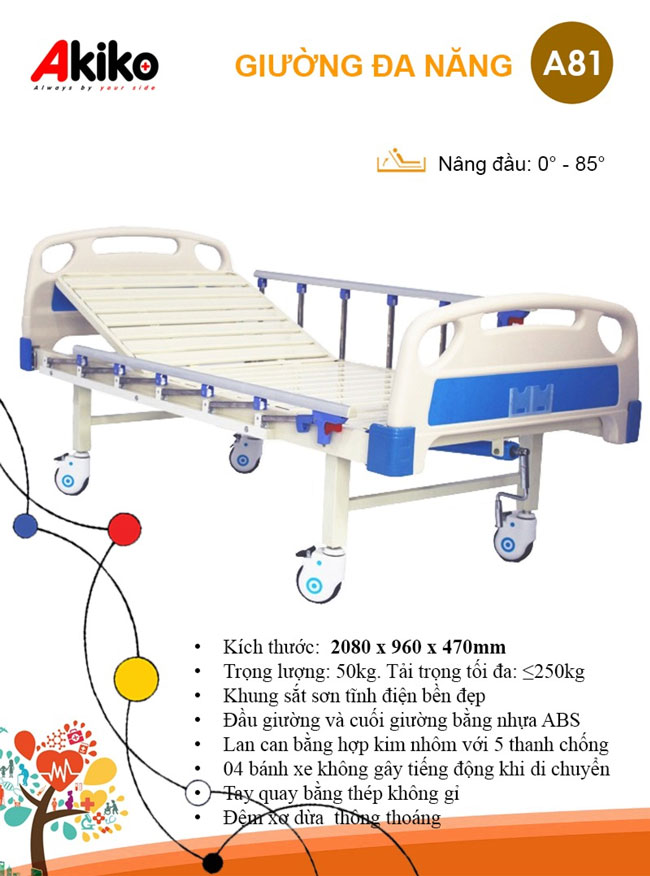 giường bệnh nhân 1 tay quay a81