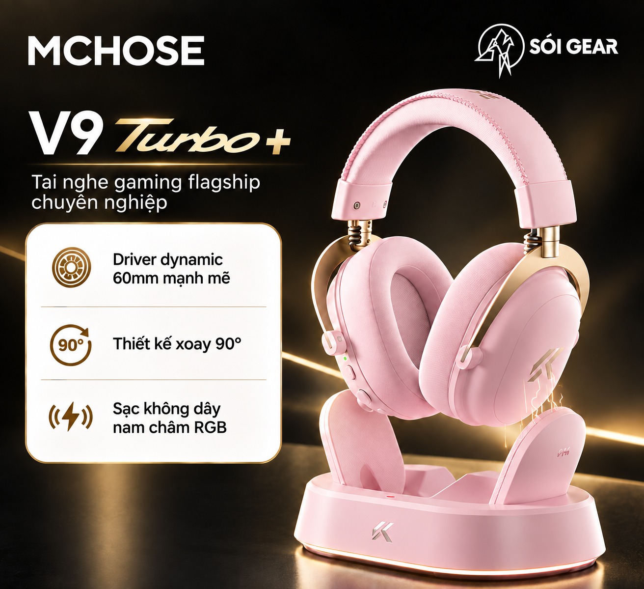 Tai nghe Gaming không dây MCHOSE V9 Turbo+