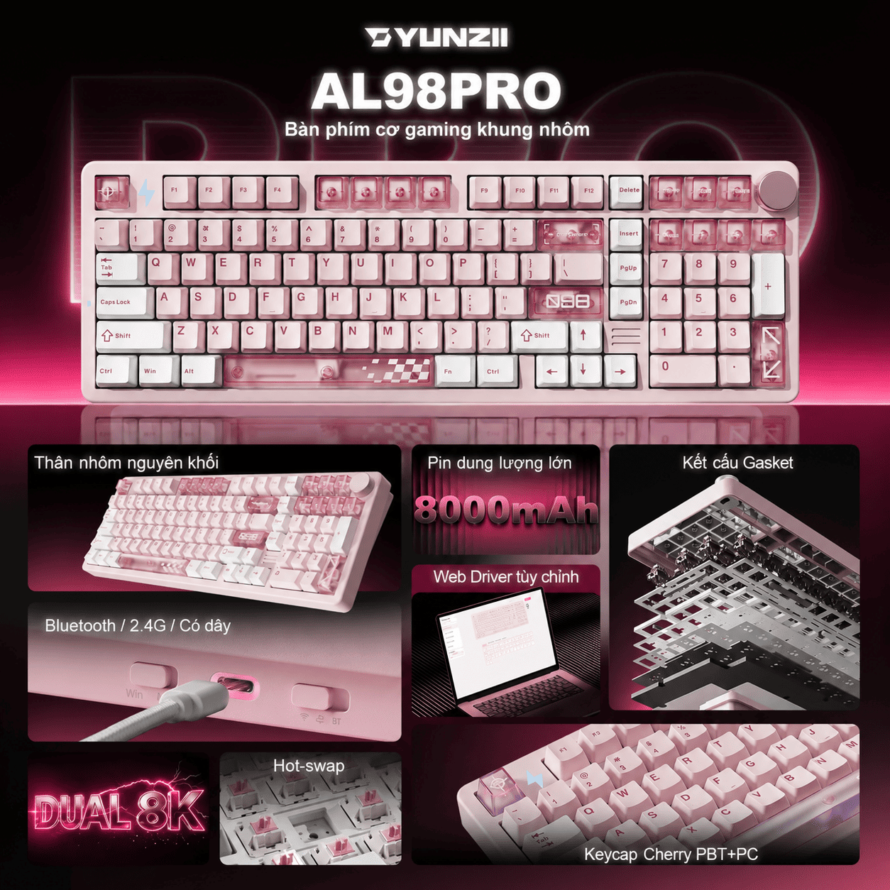 Bàn phím cơ YUNZII AL98 Pro