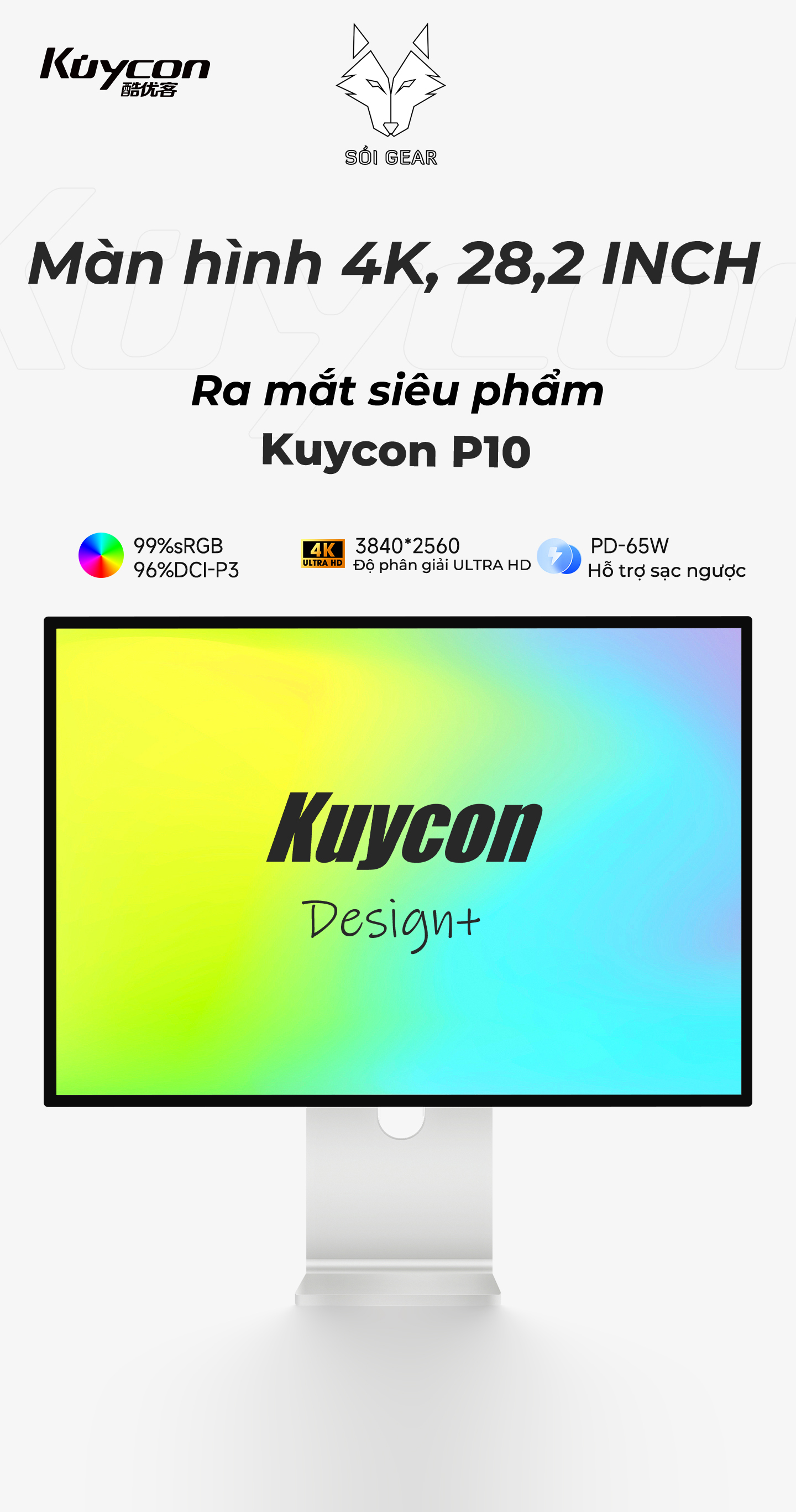 Màn hình Kuycon IPS 4K 60Hz 28 Inch P10
