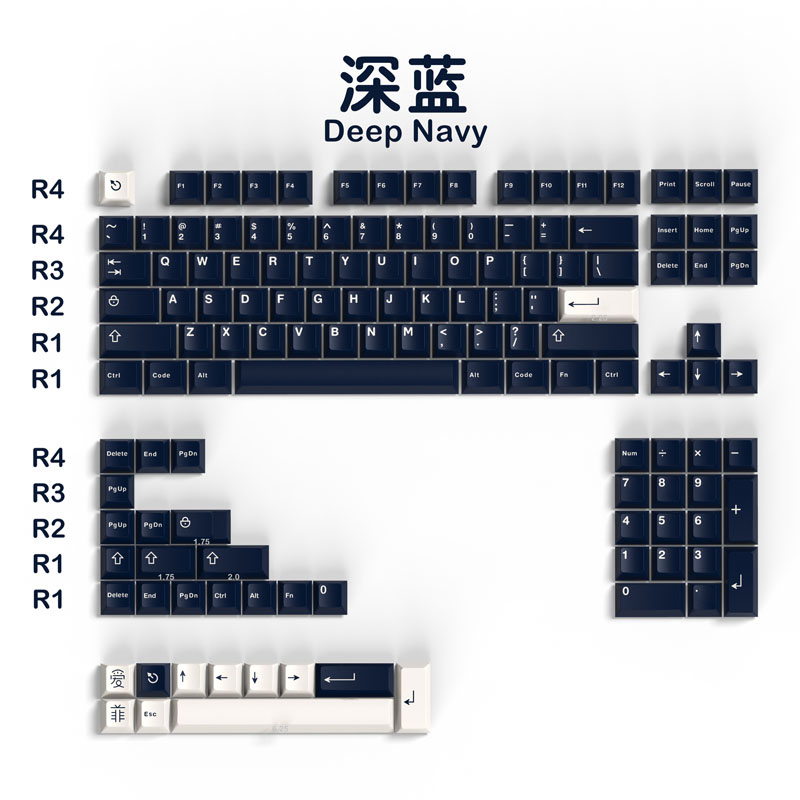 Keycap Cherry ABS Doubleshot Deep Navy  -132 nút