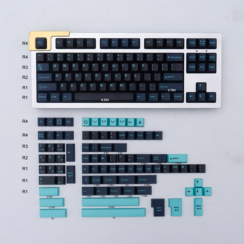 Keycap Mintcaps Cherry Dark Hammerhead ABS Doubleshot - 173 nút