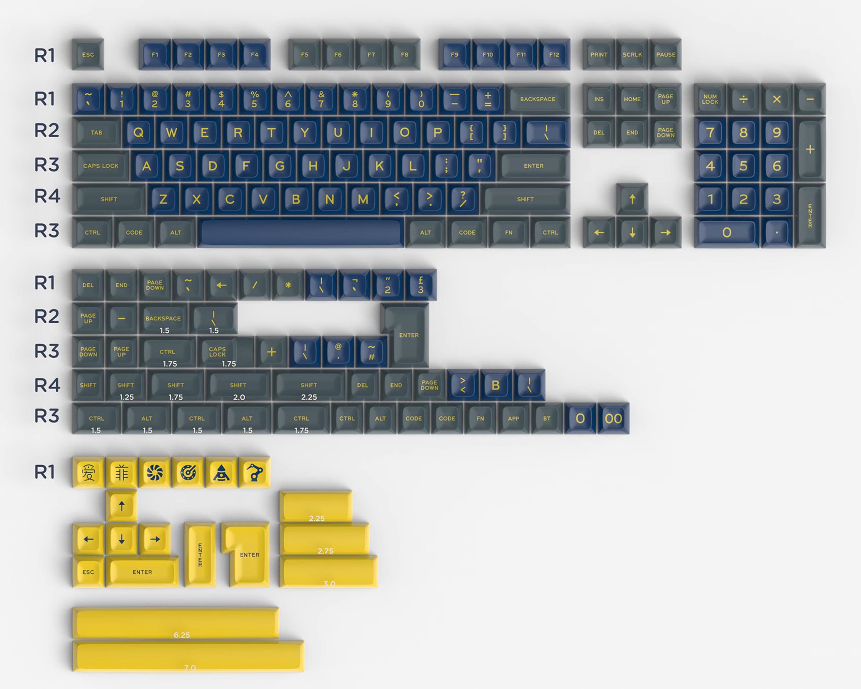 [In Stock] Keycap SA Aifei Top Gun ABS Doubleshot