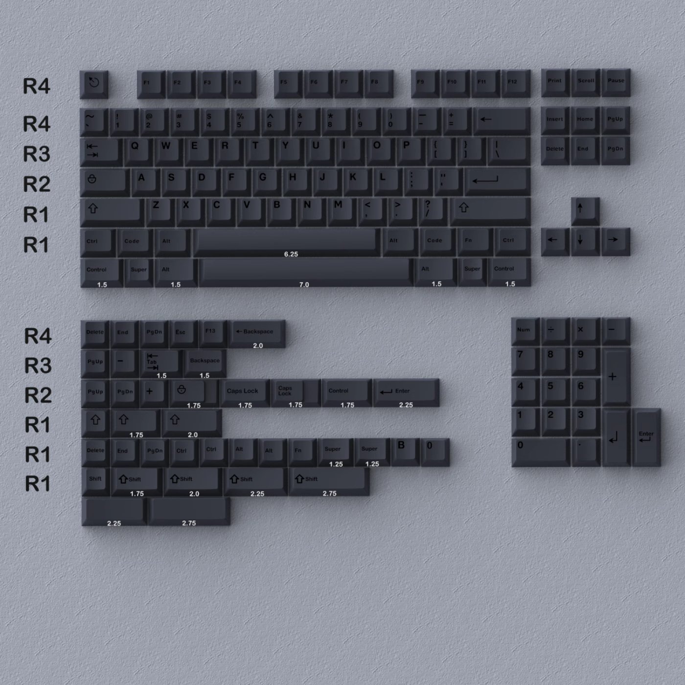 Keycap Cherry Aifei Black Engraved ABS Doubleshot