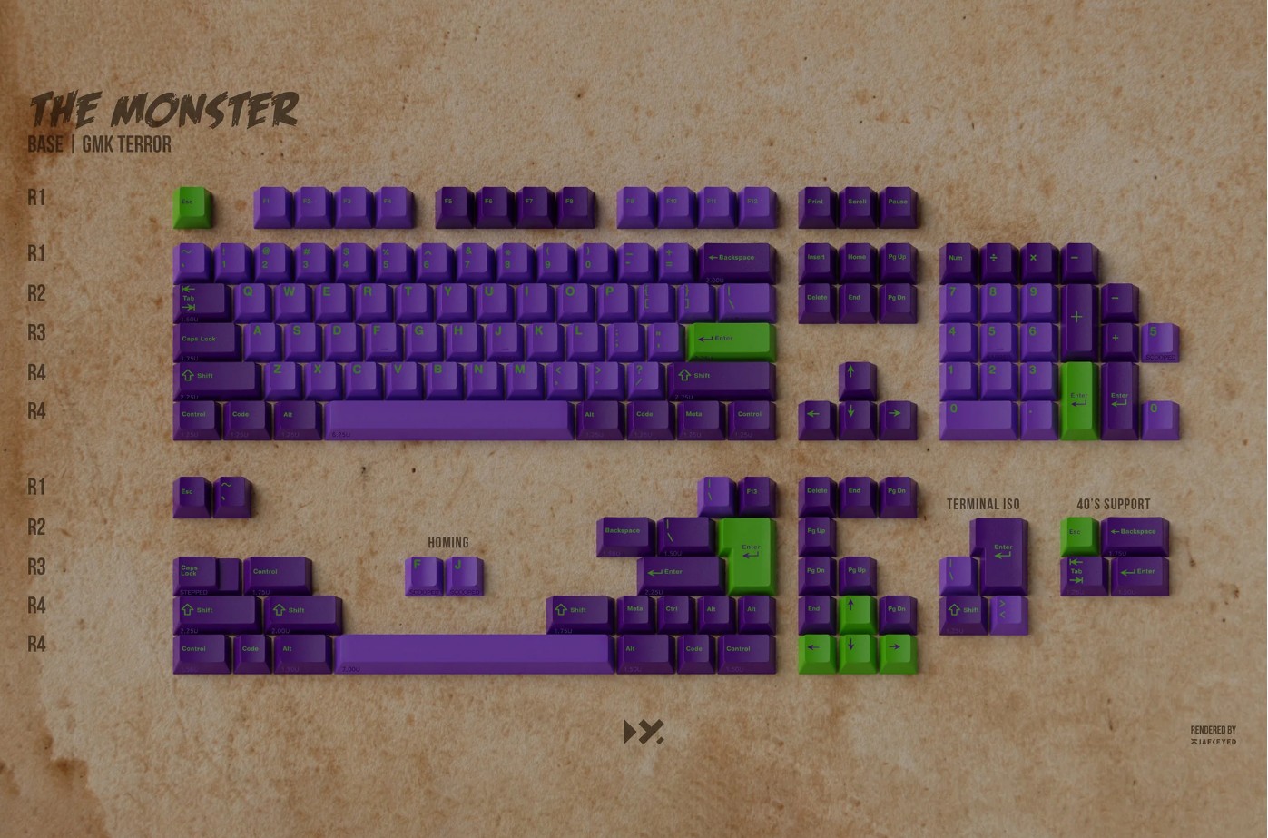 Keycap Cherry GMK CYL Terror ABS Doubleshot