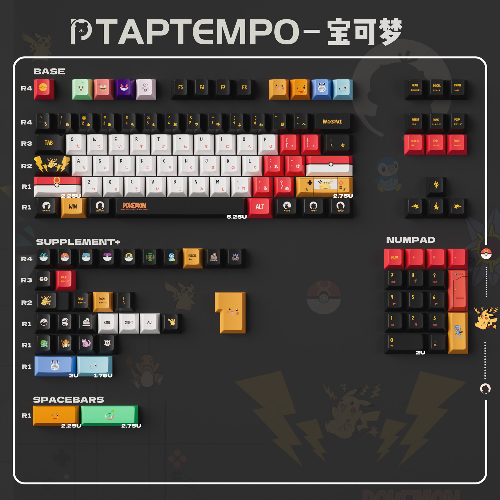 Keycap TapTempo Pokemon Cherry PBT Dyesub