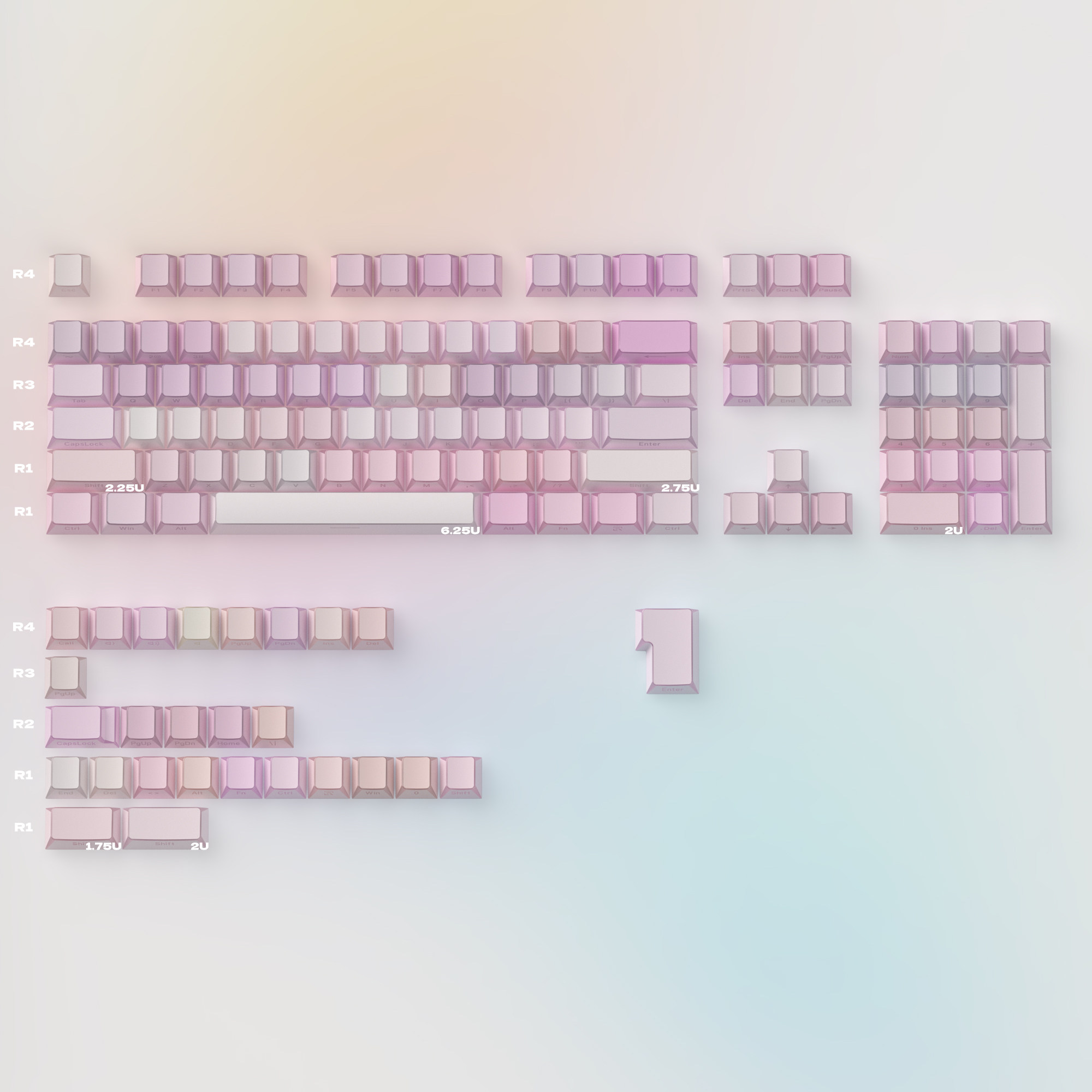 Keycap Mintcap Hồng Xuyên LED Cạnh Viền Cherry PBT