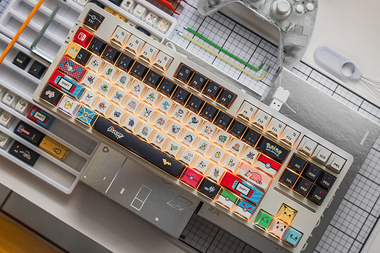 Keycap Mintcap Pokemon Ninja Xuyên LED Cạnh Viền Cherry PBT