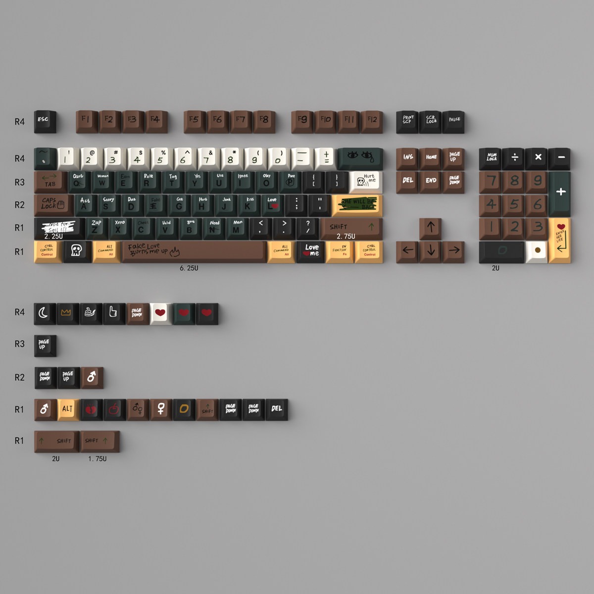 Keycap Mintcap Cherry Love Story PBT Dyesub