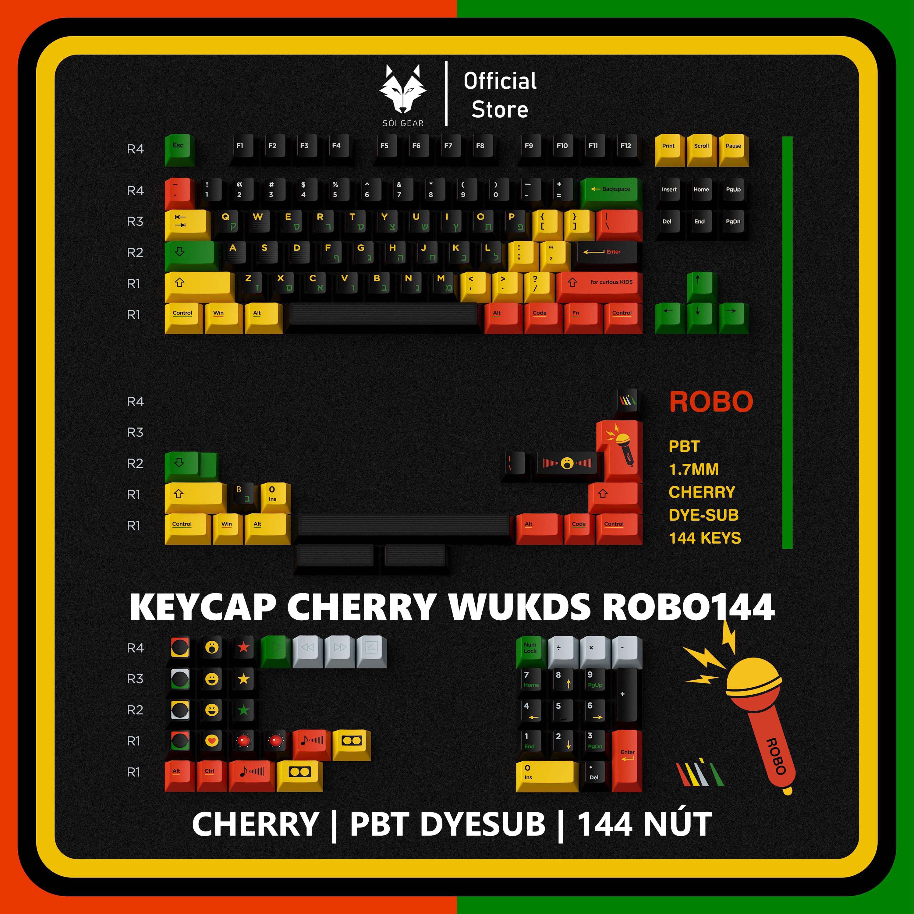 [In Stock] Keycap Cherry Wukds ROBO144 PBT Dyesub
