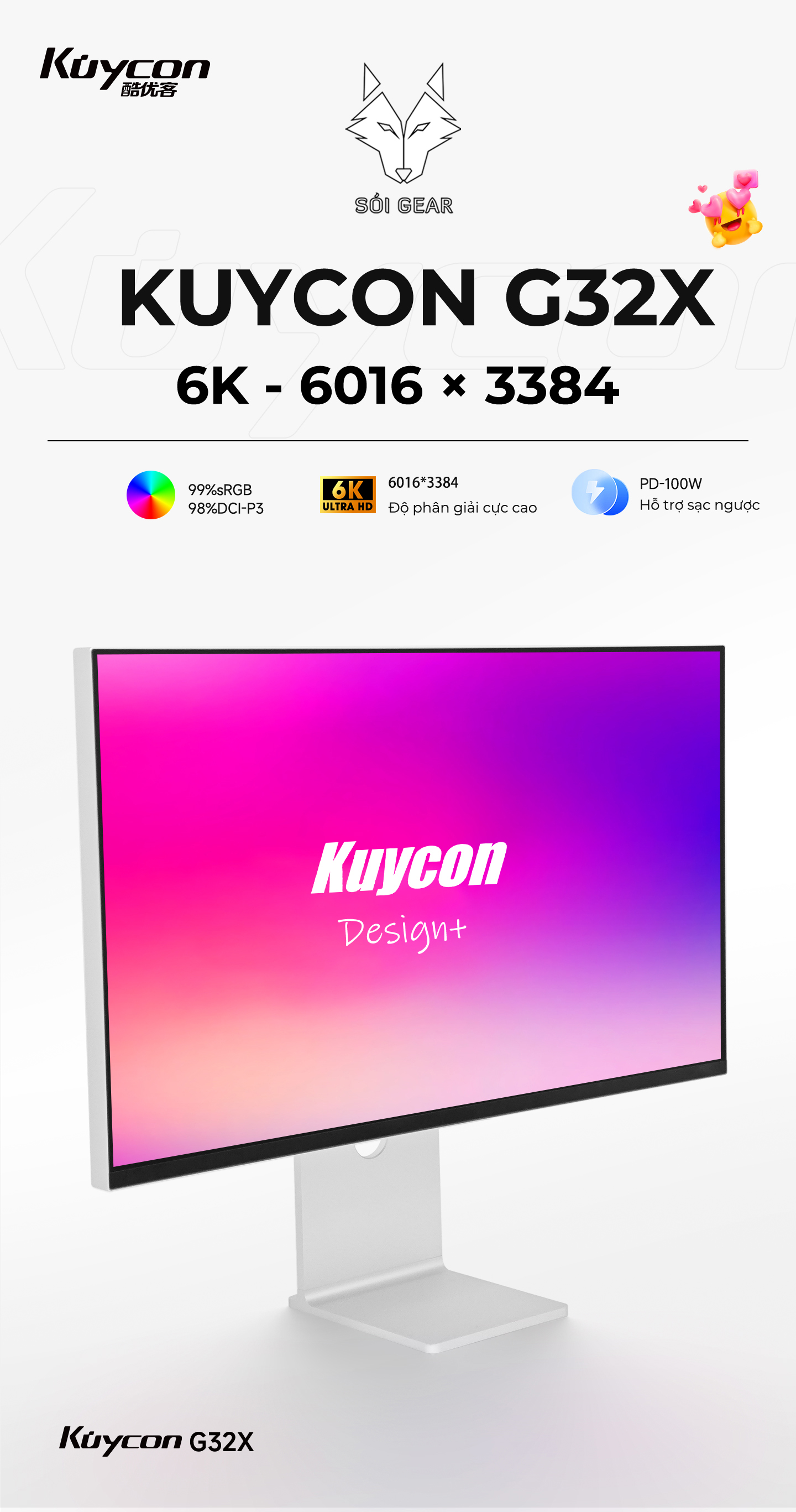 Màn hình Kuycon IPS 6K 60Hz 32 Inch G32X