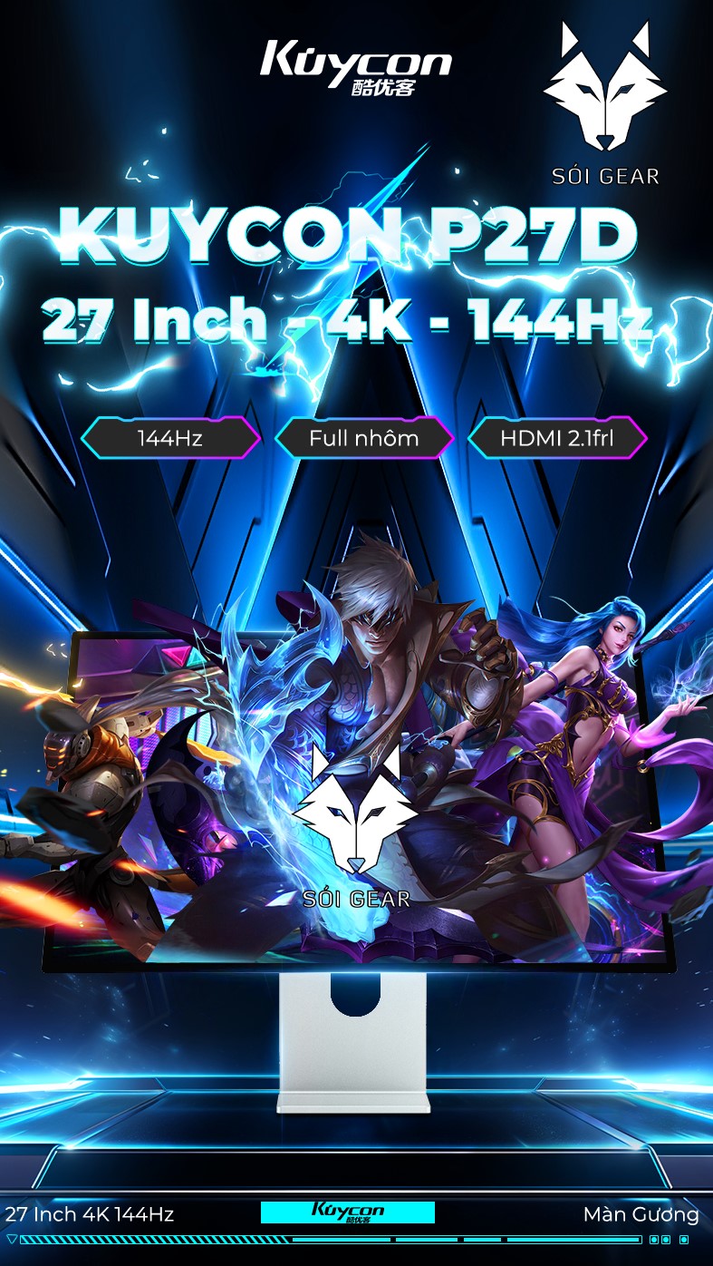 Màn hình Kuycon IPS 4K 144Hz 27 Inch P27D