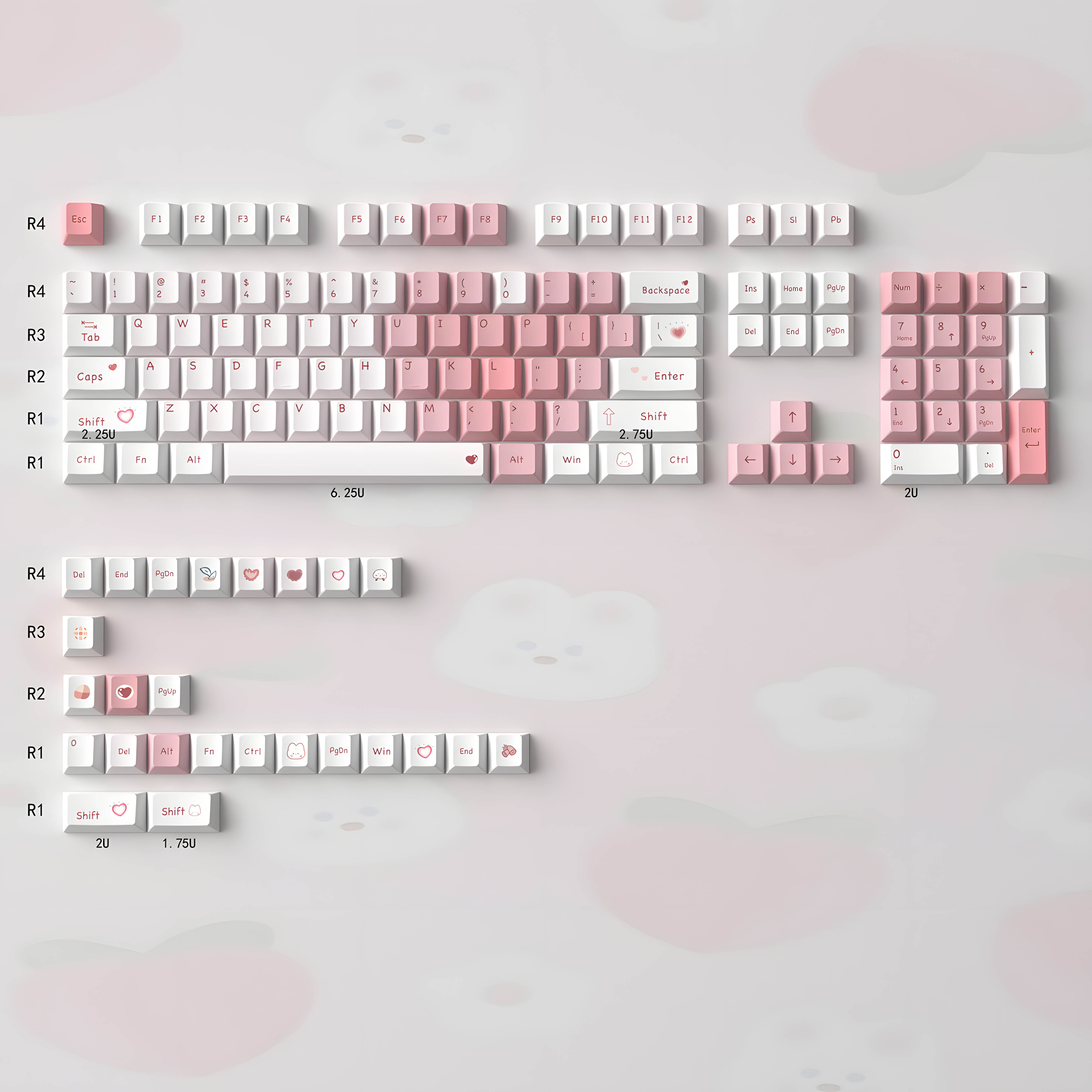 Keycap Cherry Mintcaps Trái tim hồng PBT Dyesub