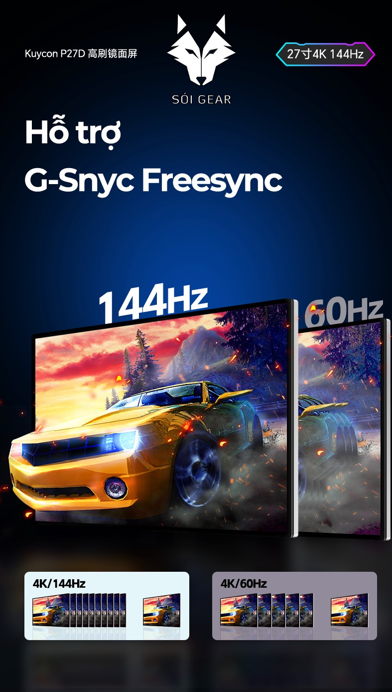 Màn hình Kuycon IPS 4K 144Hz 27 Inch P27D
