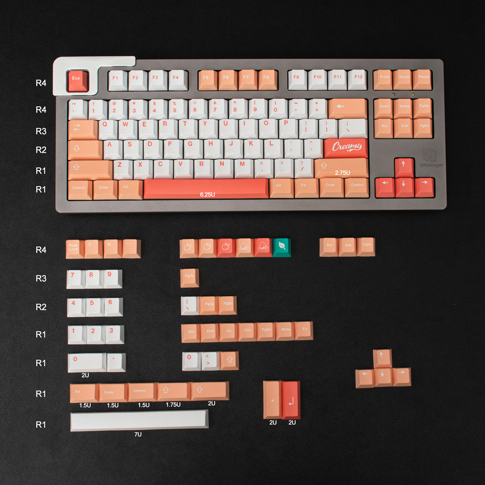 Keycap Cherry Peach & Cream - PBT - 137 nút