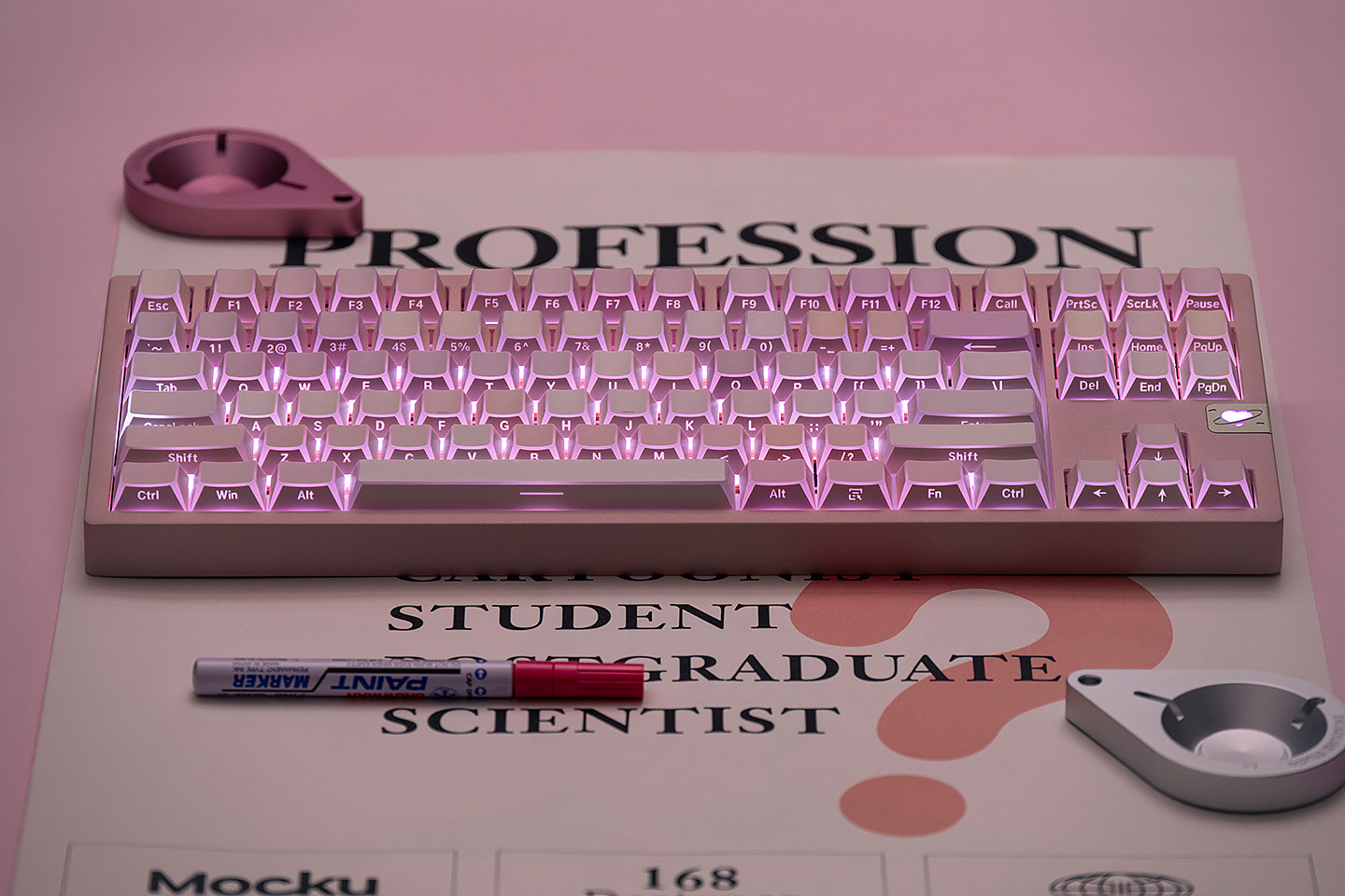 Keycap Mintcap Hồng Xuyên LED Cạnh Viền Cherry PBT