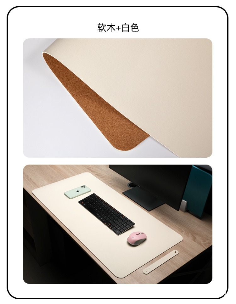 Deskmat hai mặt da PU và gỗ Cork cao cấp