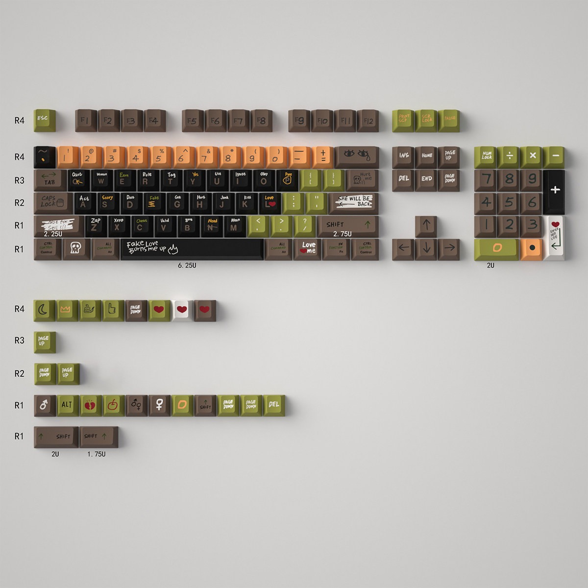 Keycap Mintcap Cherry Love Story PBT Dyesub