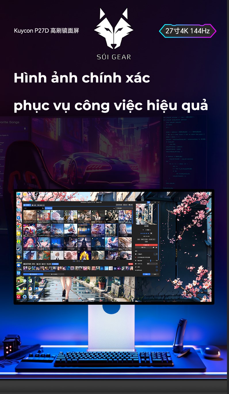 Màn hình Kuycon IPS 4K 144Hz 27 Inch P27D