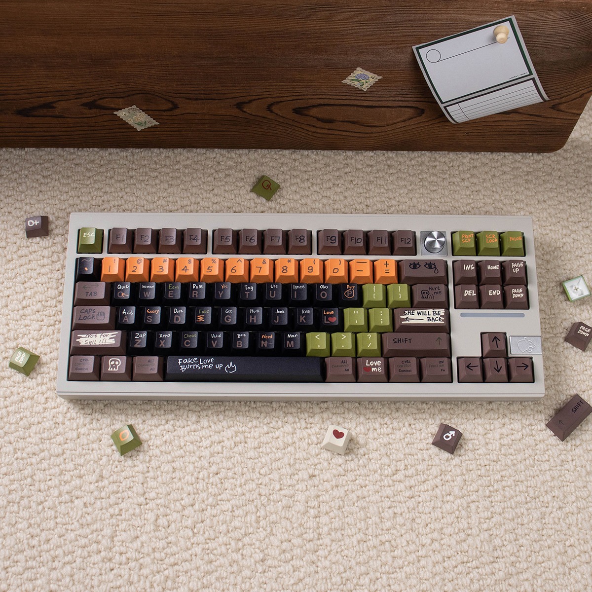 Keycap Mintcap Cherry Love Story PBT Dyesub