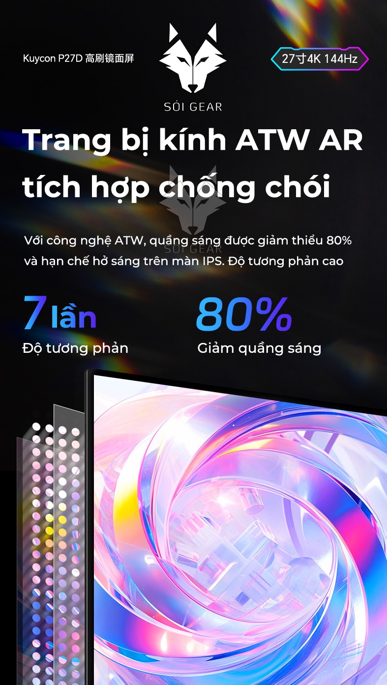 Màn hình Kuycon IPS 4K 144Hz 27 Inch P27D