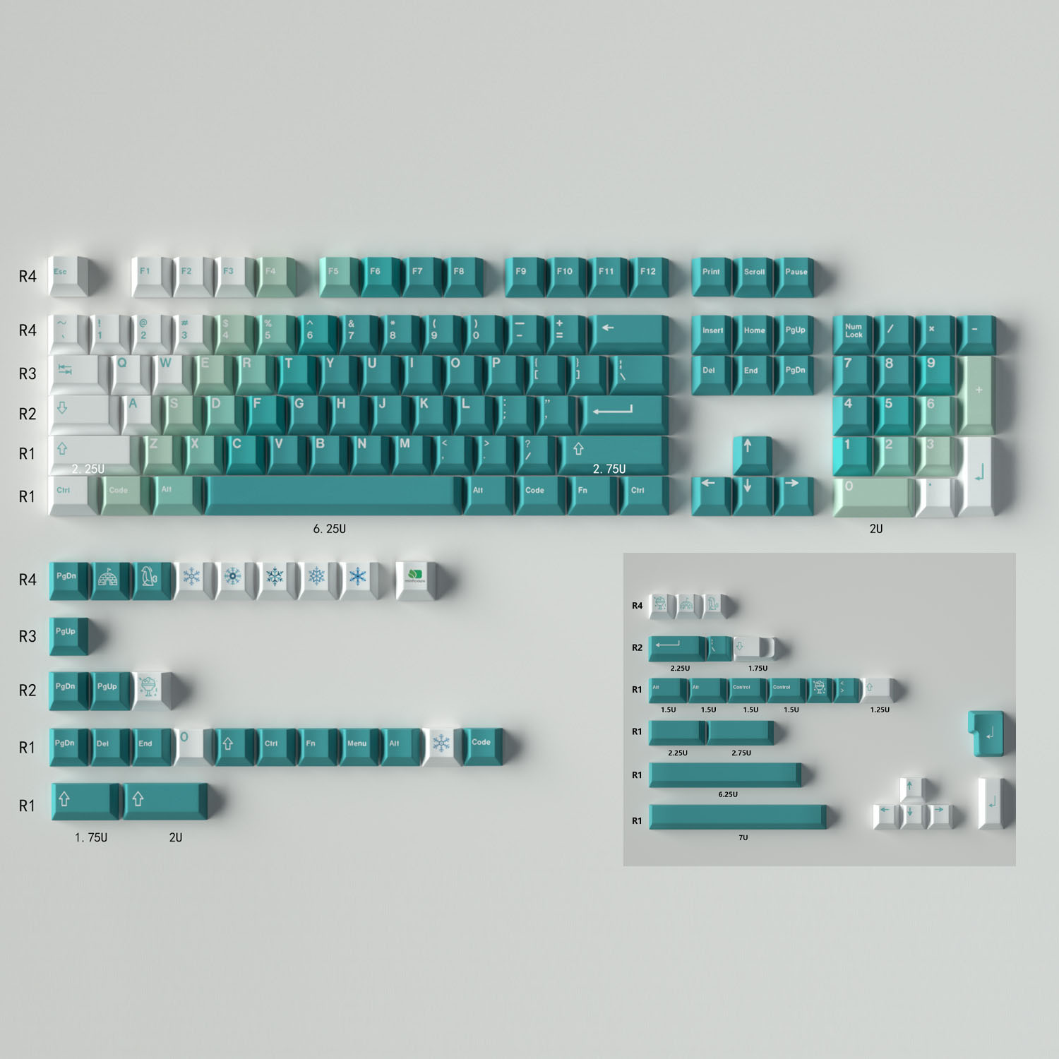 Keycap Mintcaps Cherry PBT Dyesub White Green Gradient