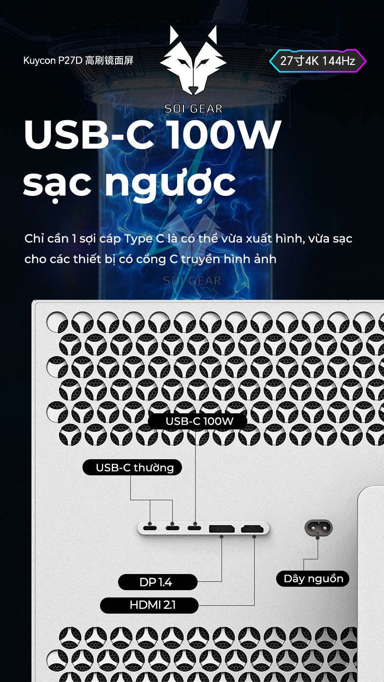 Màn hình Kuycon IPS 4K 144Hz 27 Inch P27D