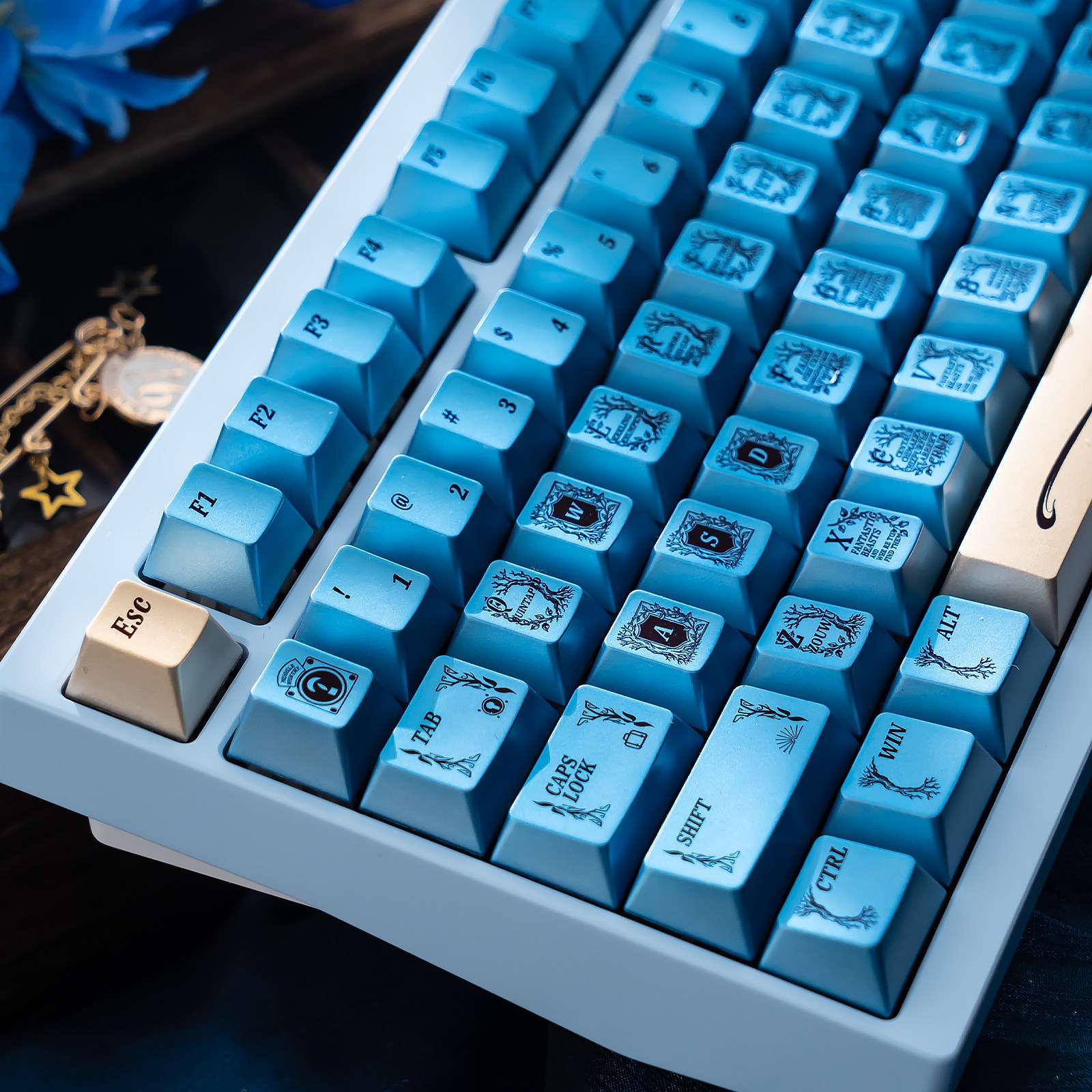 [In Stock] Keycap Cherry TapTempo Blue Gold Metal PBT Dyesub
