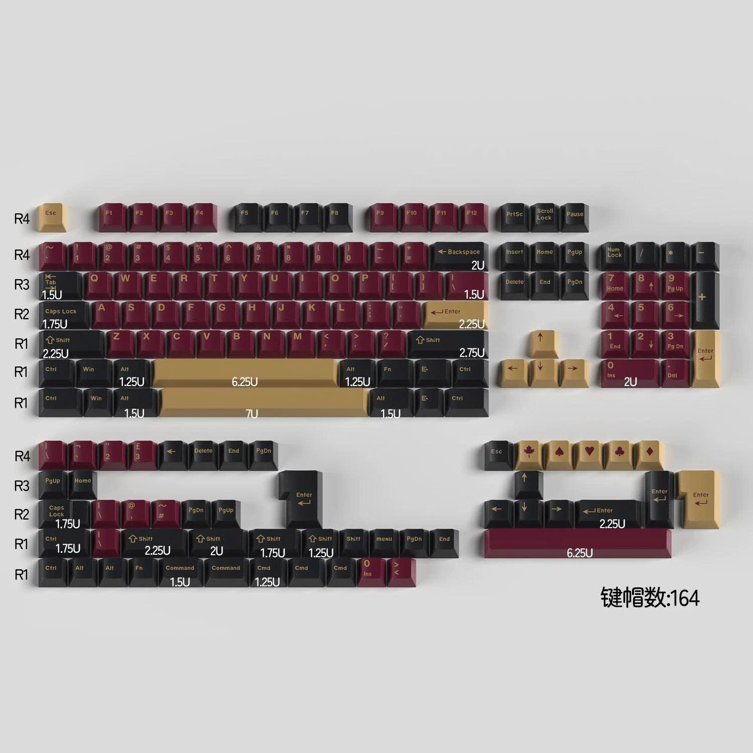Keycap Mintcaps Cherry ABS Doubleshot Red Samurai 160 nút