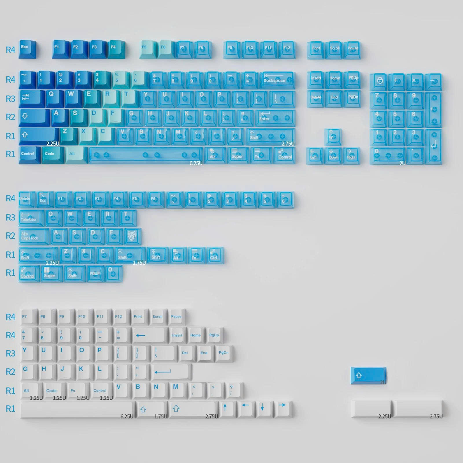 Keycap Cherry Mintcaps Núi Tuyết PBT+PC