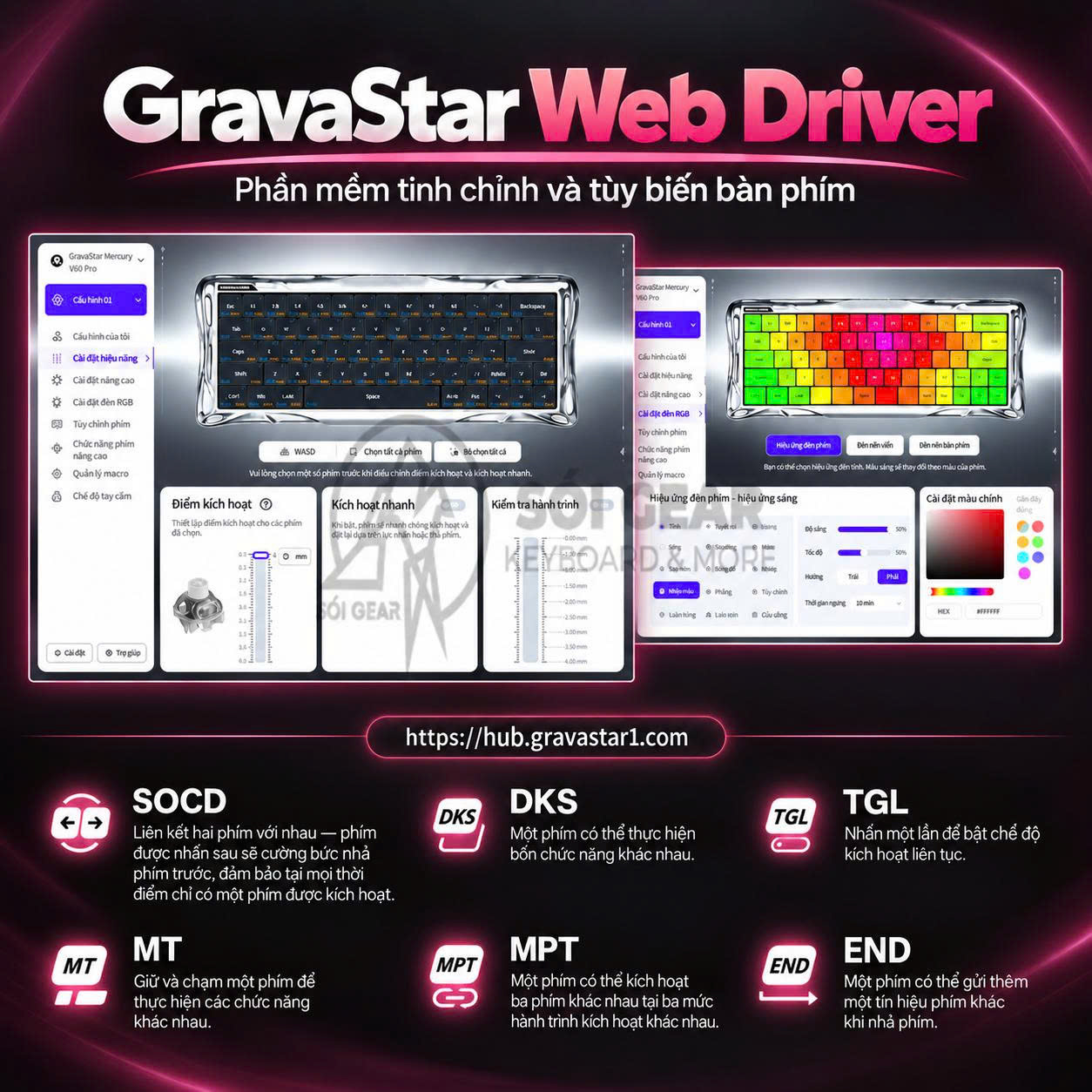 Bàn phím cơ Gravastar Mercury V60 HE