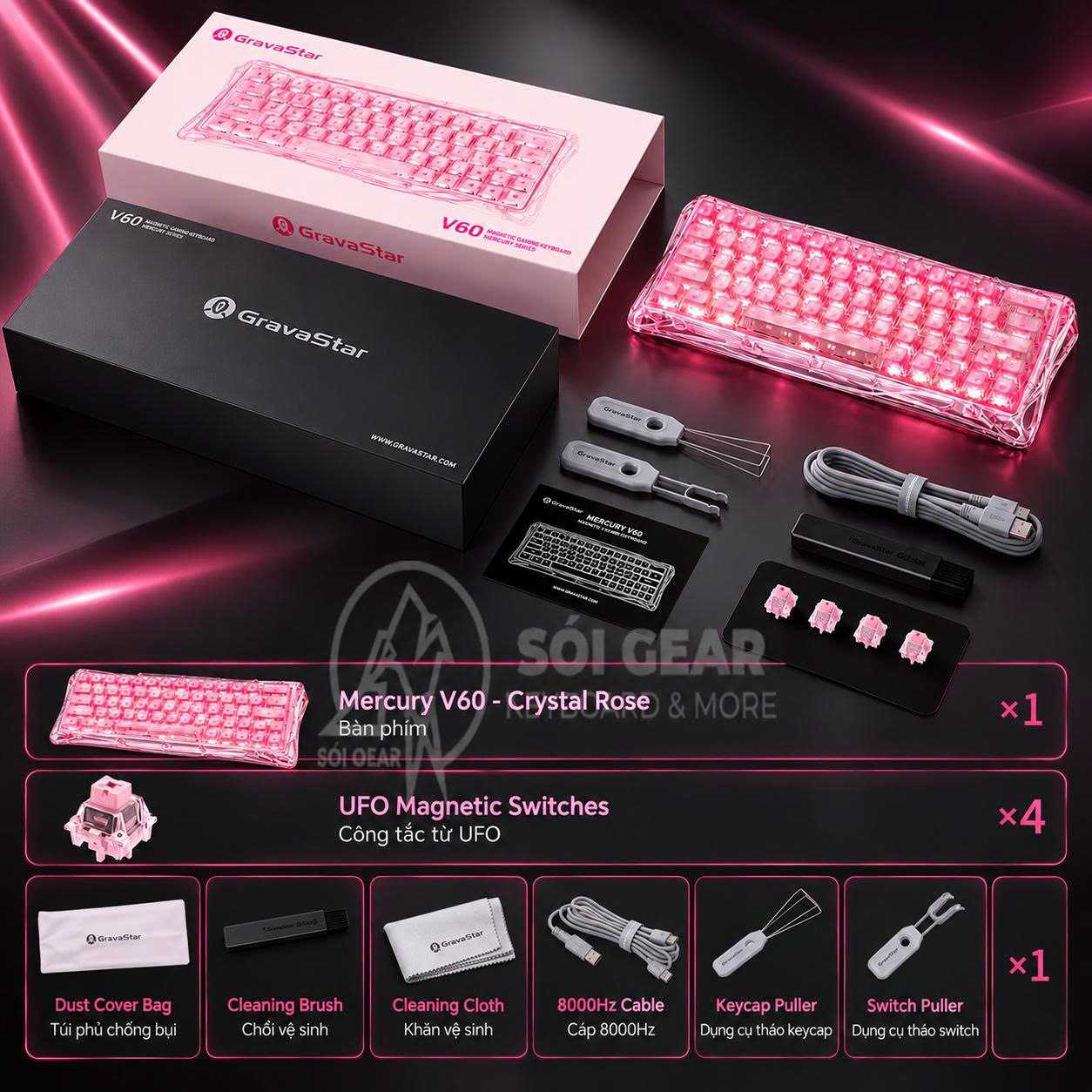 Bàn phím cơ Gravastar Mercury V60 HE