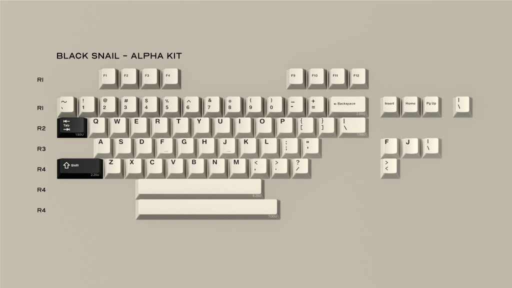 Keycap Cherry GMK Black Snail Base + Alpha