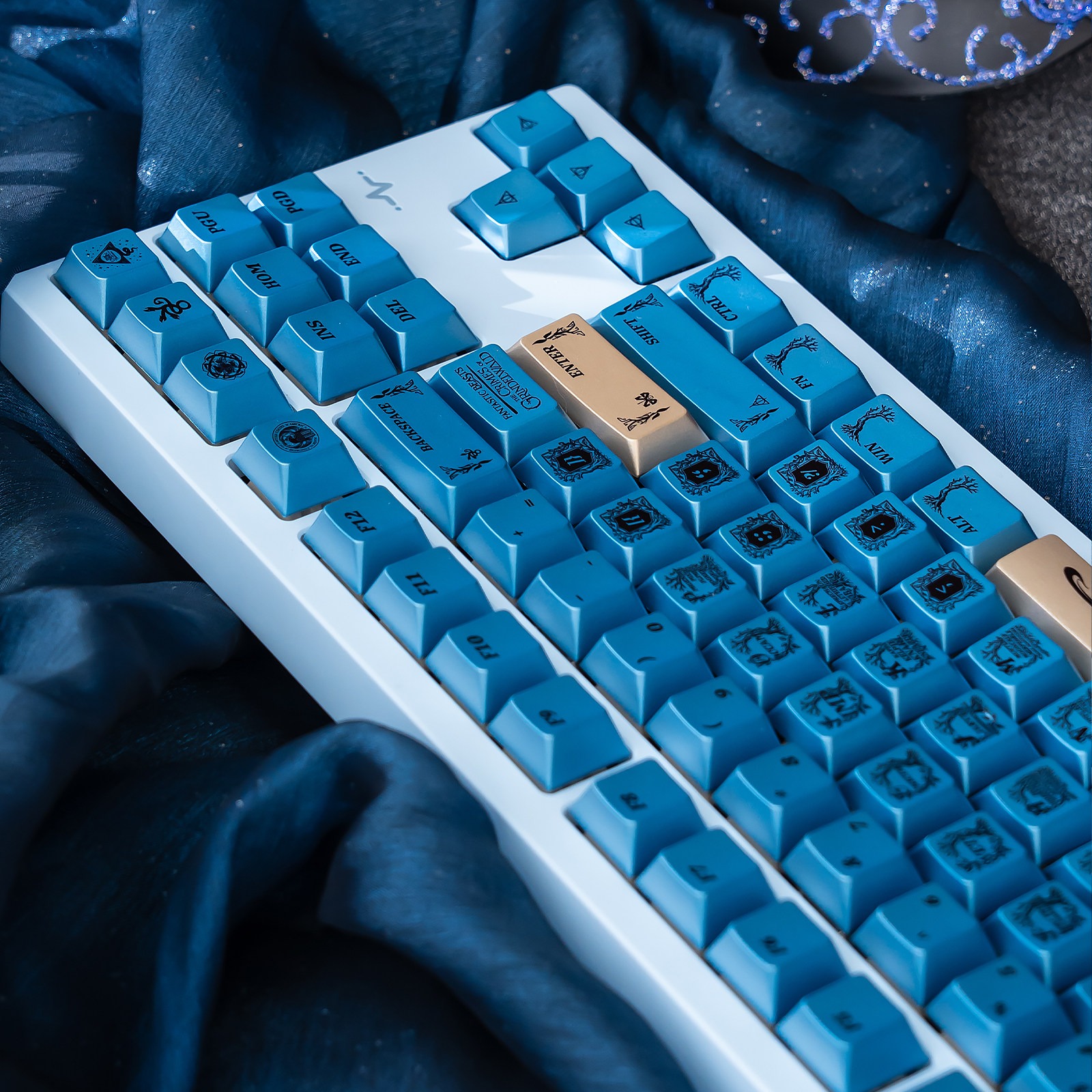 [In Stock] Keycap Cherry TapTempo Blue Gold Metal PBT Dyesub