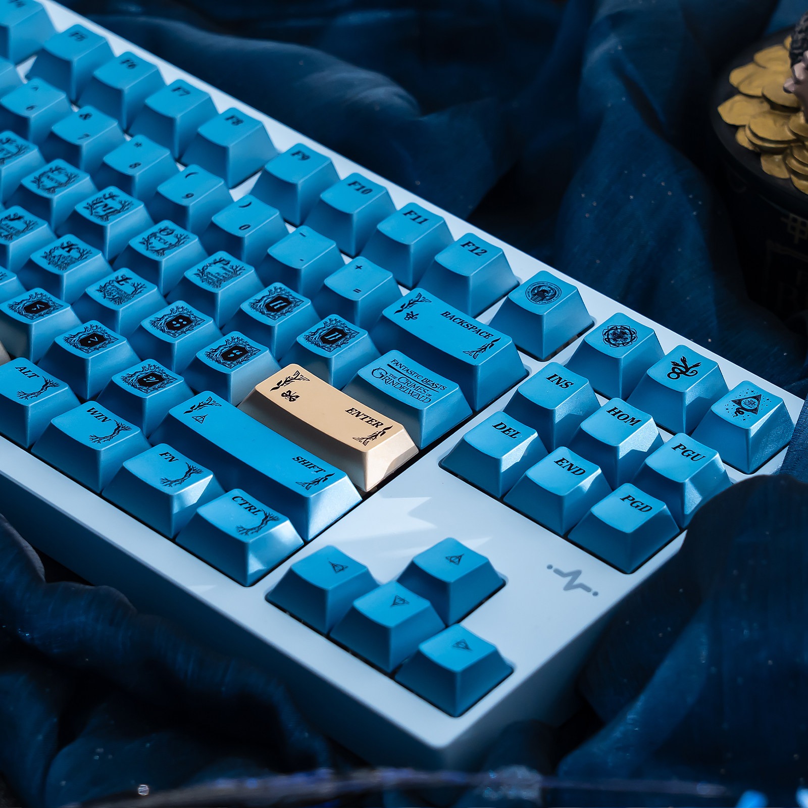[In Stock] Keycap Cherry TapTempo Blue Gold Metal PBT Dyesub