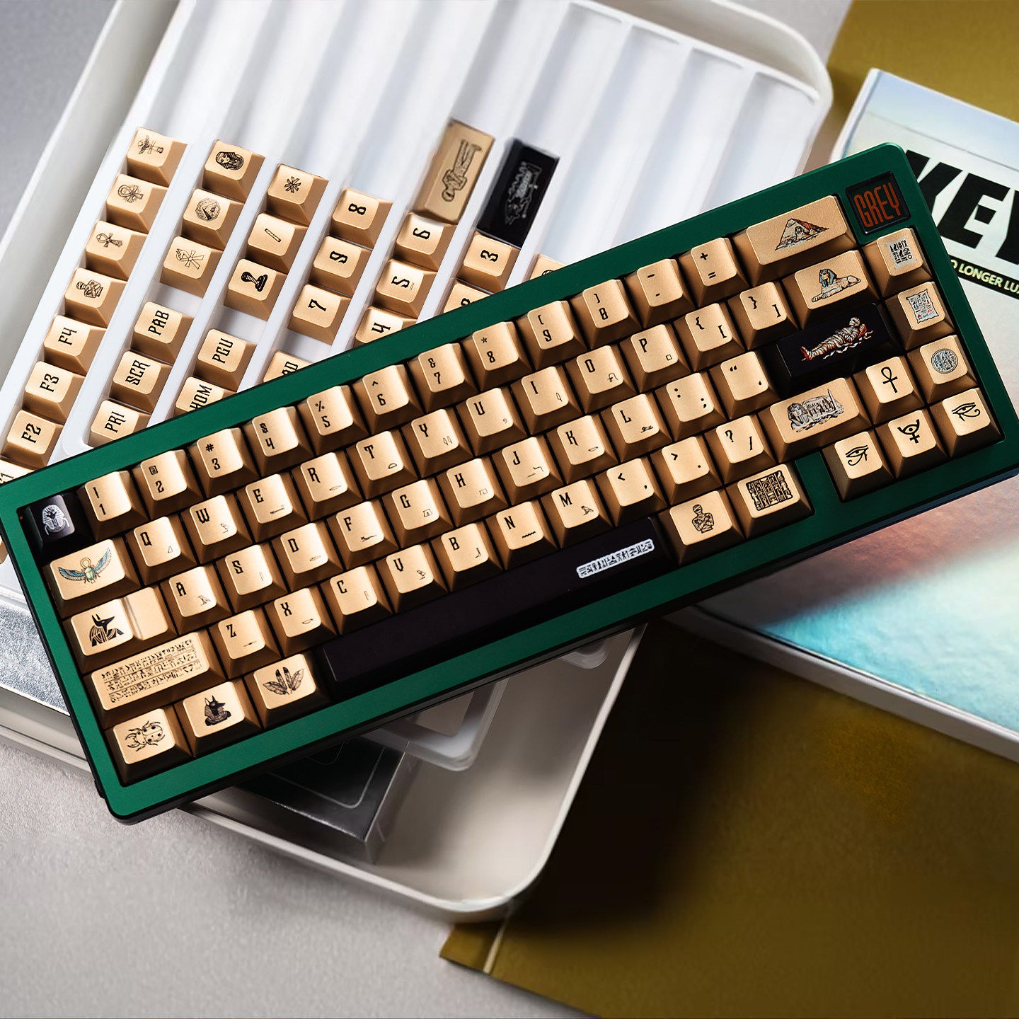 [In Stock] Keycap Cherry TapTempo Gold Egypt PBT Dyesub