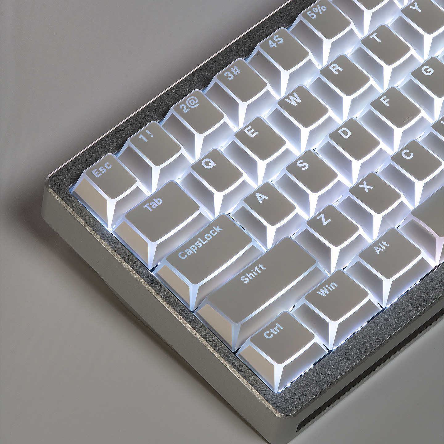 Keycap Mintcap Trắng Xuyên LED Cạnh Viền Cherry PBT