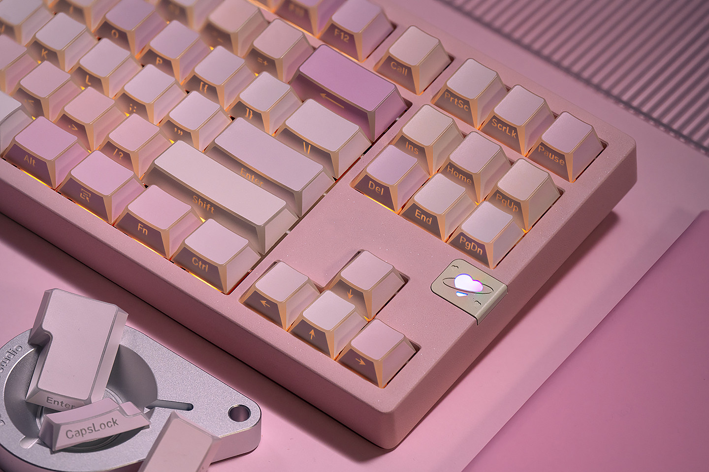 Keycap Mintcap Hồng Xuyên LED Cạnh Viền Cherry PBT