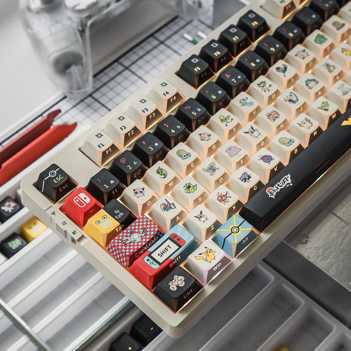 Keycap Mintcap Pokemon Ninja Xuyên LED Cạnh Viền Cherry PBT