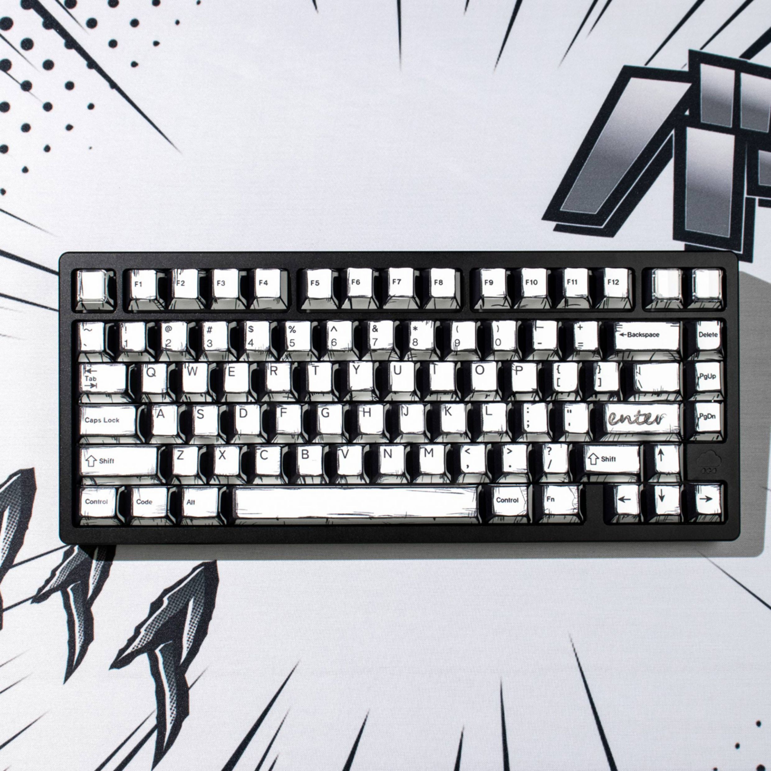 [In Stock] Keycap Cherry Mintcaps Truyện tranh PBT Dyesub - Trắng
