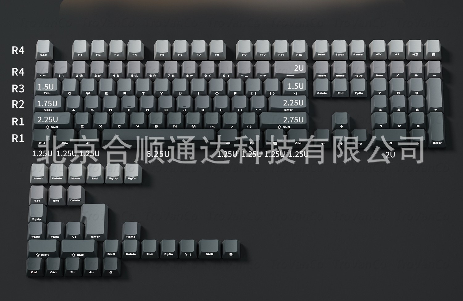 Keycap OEM PBT Ninja Gradient Xuyên led - Đen