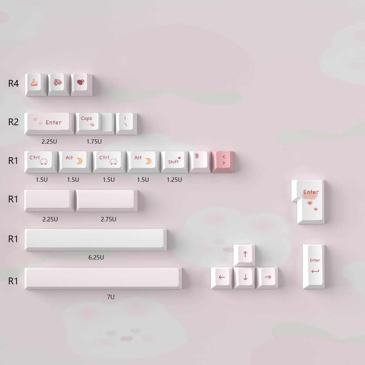 Keycap Cherry Mintcaps Trái tim hồng PBT Dyesub