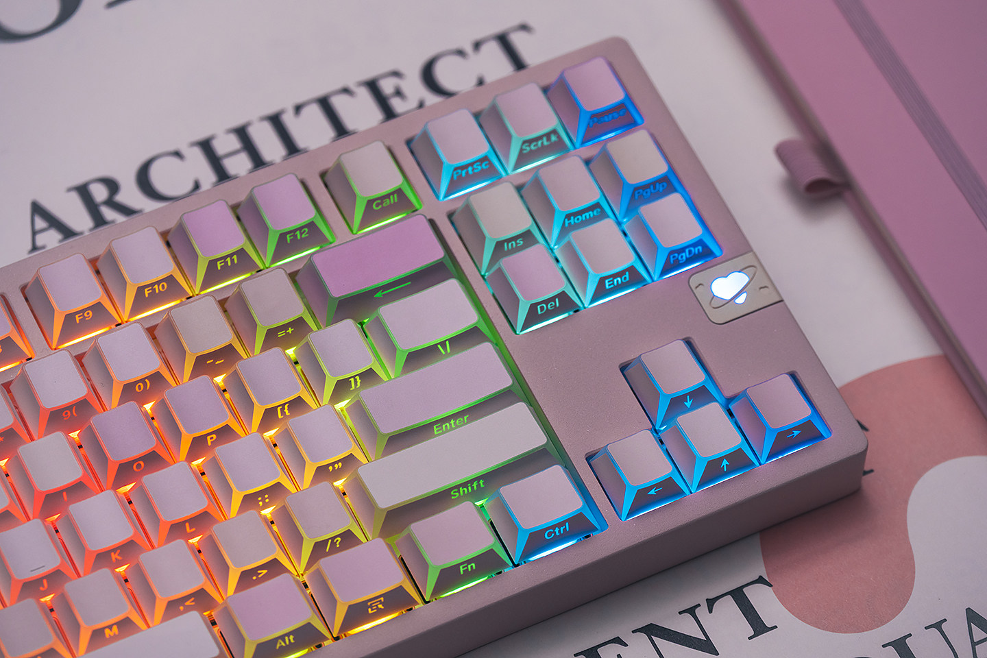 Keycap Mintcap Hồng Xuyên LED Cạnh Viền Cherry PBT