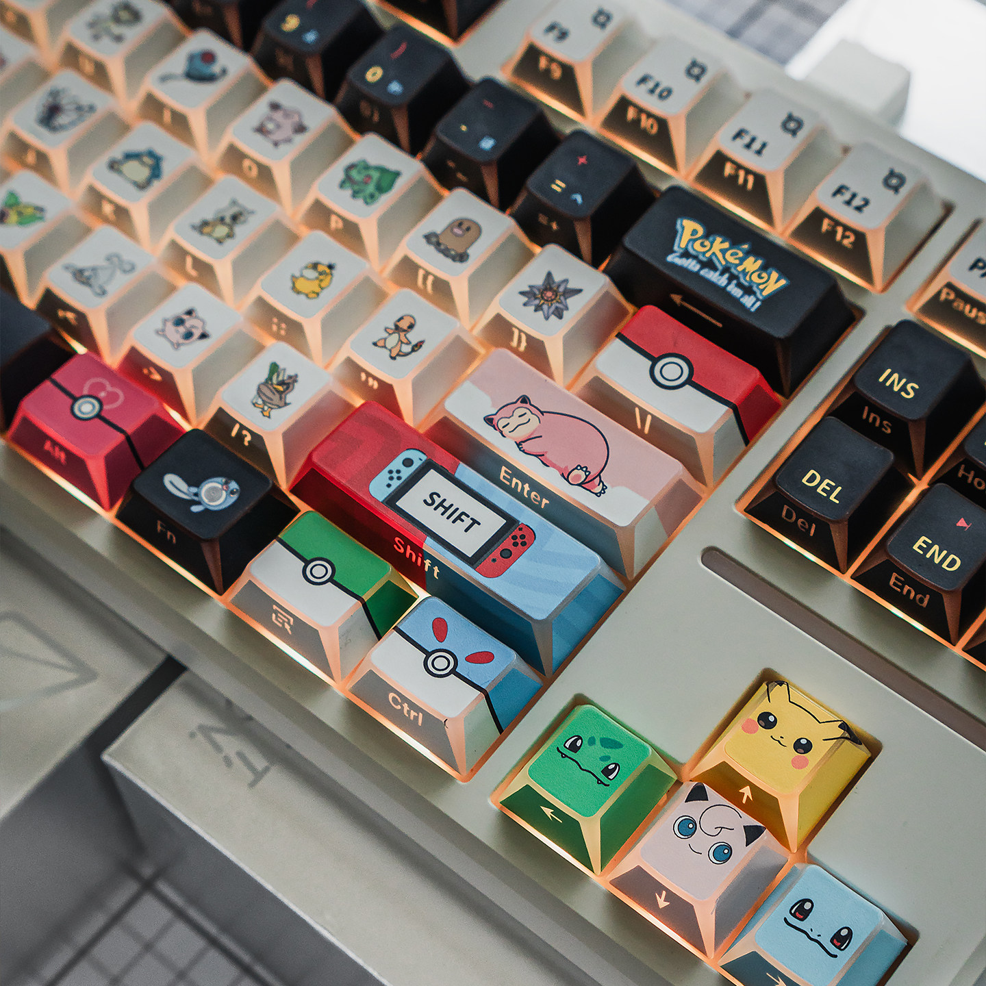 Keycap Mintcap Pokemon Ninja Xuyên LED Cạnh Viền Cherry PBT