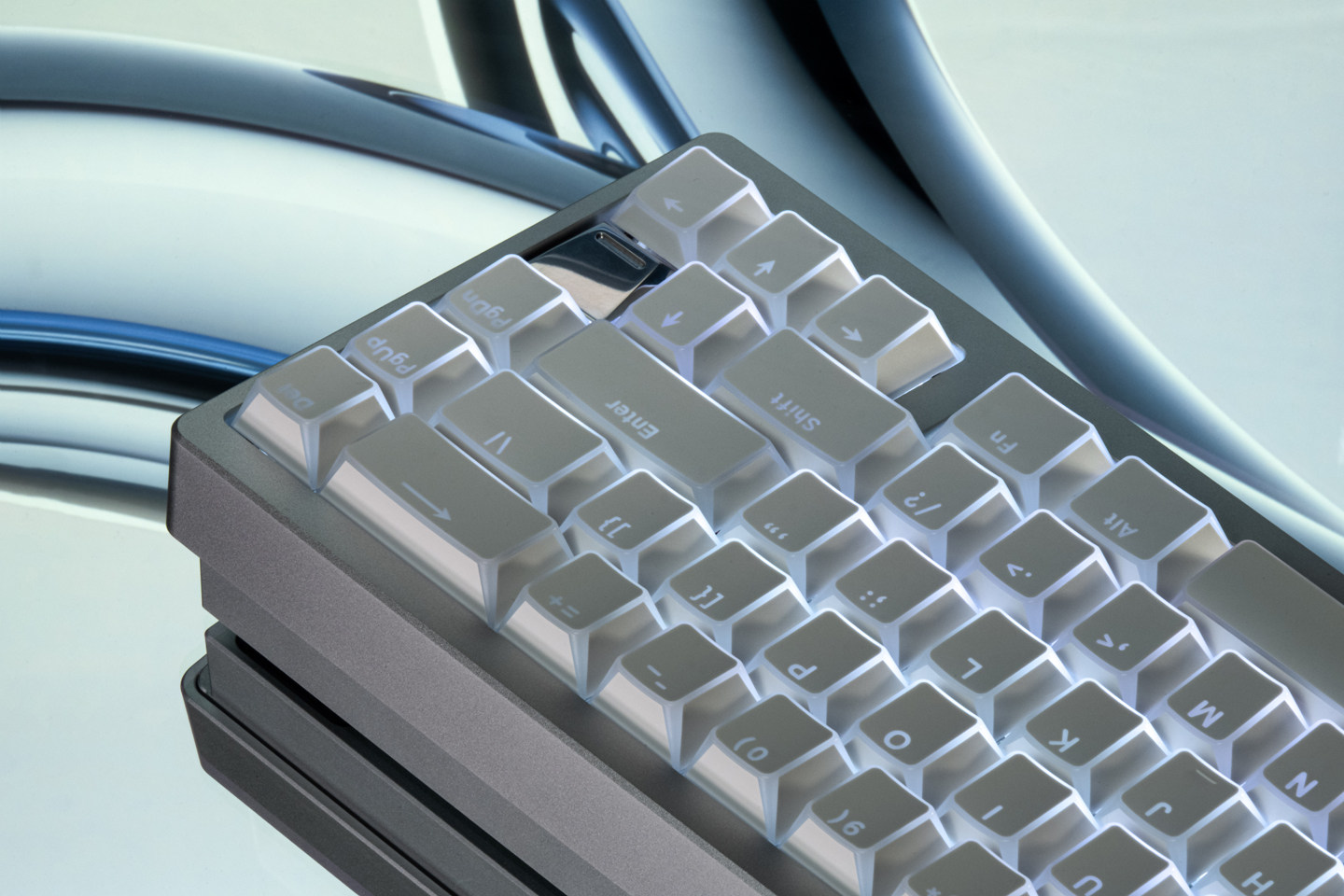 Keycap Mintcap Trắng Xuyên LED Cạnh Viền Cherry PBT