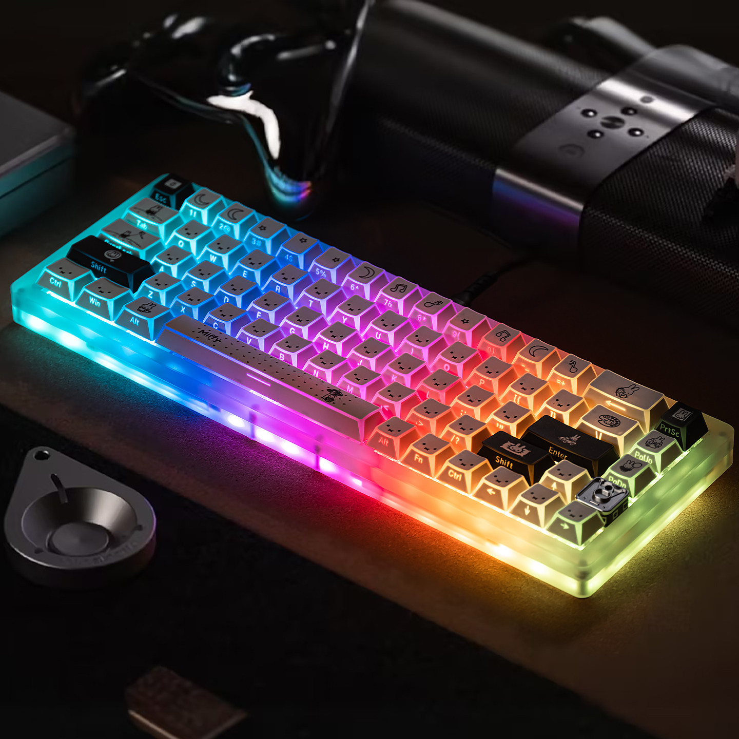 Keycap Mintcap Rabbit Xuyên LED Cạnh Viền Cherry PBT