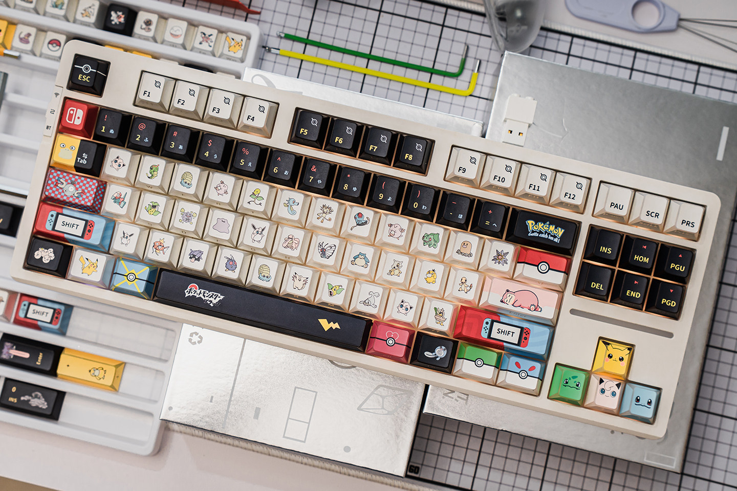 Keycap Mintcap Pokemon Ninja Xuyên LED Cạnh Viền Cherry PBT