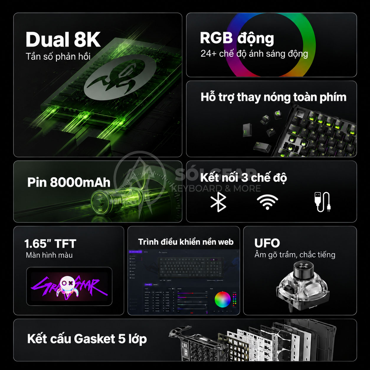 Bàn phím Gravastar Mercury K98 Pro