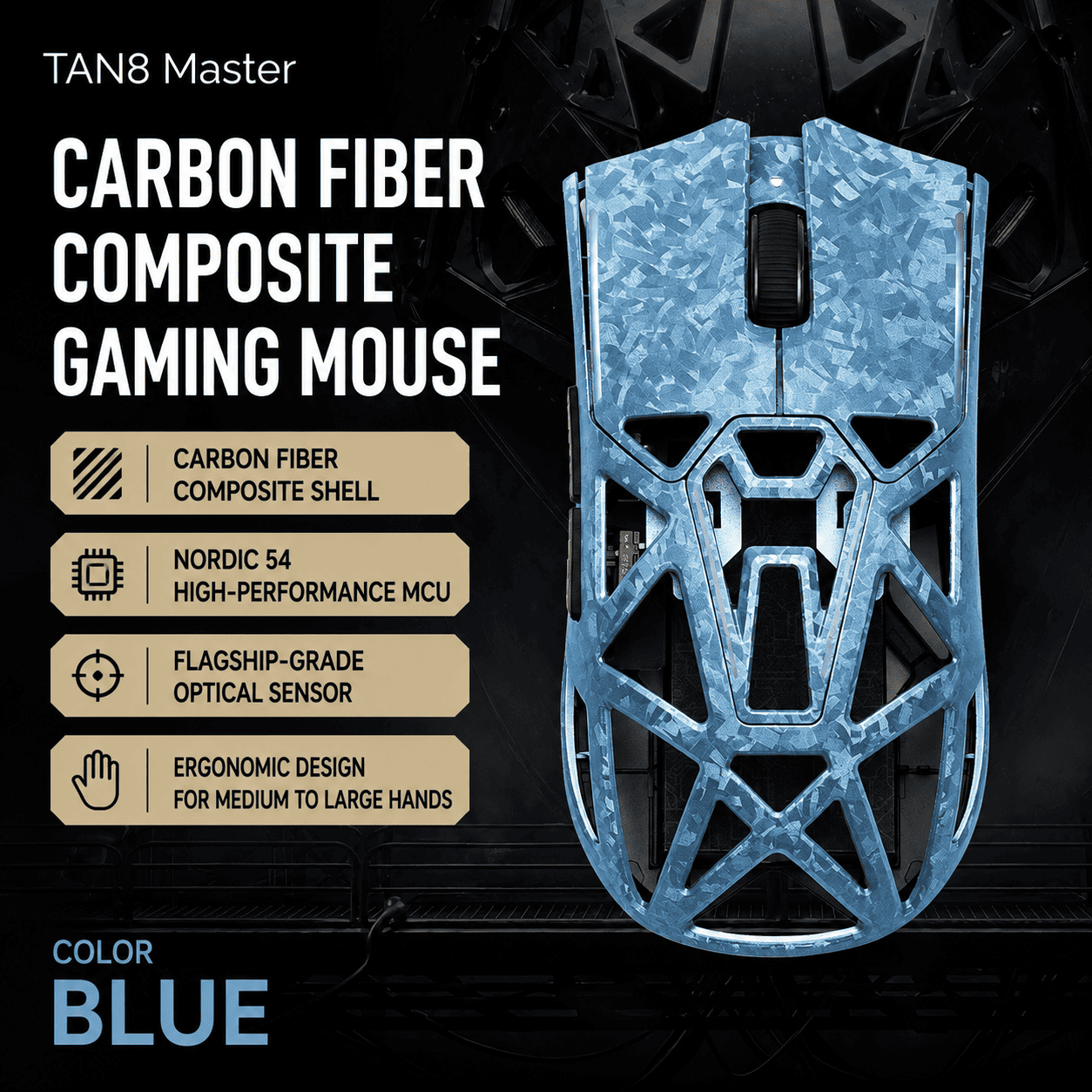 Chuột Gaming Akko Tan8 Master Carbon Fiber