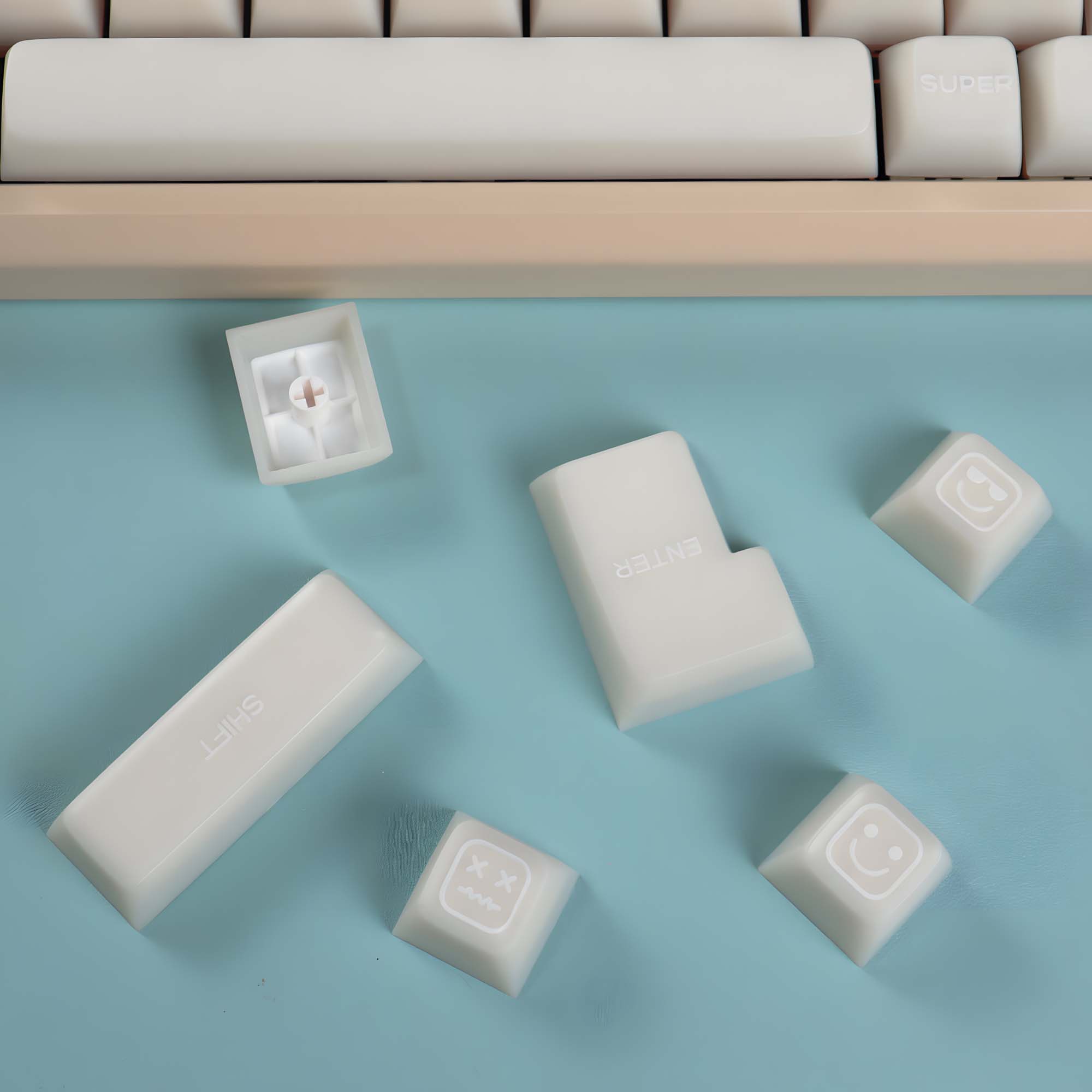 Keycap SA White Marble Mintcaps  PBT doubleshot